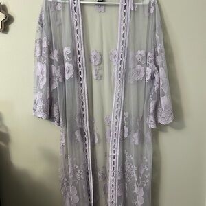 Rue21 Sheer Lavender Floral Kimono
